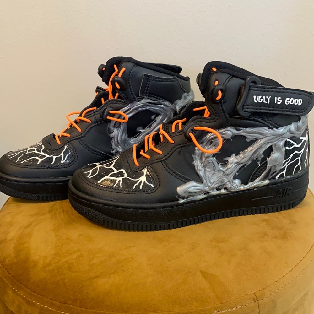 Thugly AF Skoot Apparel Nike Custom Air Force 1 Black Sneakers | Size 6.5